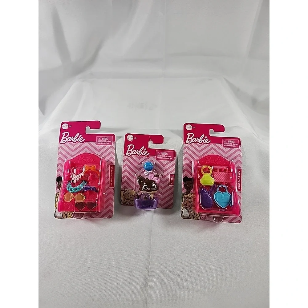 Lot of 3 Barbie Doll Accessories Sets Shoes Glasses Necklaces Handbags Doggie
